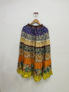 Nouvelle jupe évasée à volants pour femmes, jupe en soie d'été, jupe longue maxi - Product Image 3