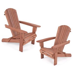 Set di 2 sedie pieghevoli Adirondack con schienale alto e braccioli larghi - Product Image 1