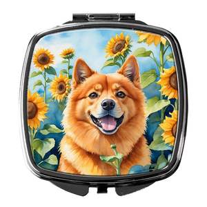 Spitz finlandais tournesols Compact pliant poche miroir de maquillage de voyage cadeau décoratif de poche pour femmes et filles - Product Image 1