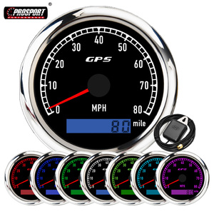 80mm 3-1/8" 7 Color Electrical <b>GPS</b> <b>Speedometer</b> 80MPH ODOMETER 12/24V Black Faceplate IP67 Automotive Marine - Product Image 1