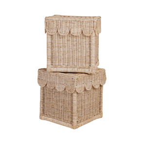 Panier de rangement en rotin tressé vintage de haute qualité, écologique, boîte carrée avec couvercle festonné, décoration de table, utilisation multifonctionnelle au bureau - Product Image 3
