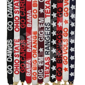 Ohio State personnalisé perlé sac à main sangle or blanc perle de rocaille sac sangles accessoires à la mode pour sacs - Product Image 1