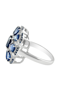 Anillo de Diamantes y Zafiro Azul en Plata de Ley 92.5 KLSR-11285 - Product Image 4