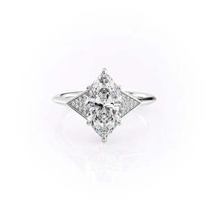 Anillo de Plata Sólida con Diamantes de Moissanita en Forma de Marquesa, Diseño Moderno, Regalo Navideño para Mujer - Product Image 5