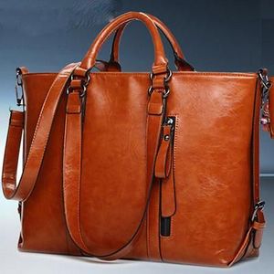 Bolso Tote de Cuero Genuino Marrón Elegante de Alta Calidad OEM con Cierre de Broches, Ancho para Uso Diario, Todas las Temporadas, Bolso de Mano para Mujer, Logotipo Personalizado - Product Image 2