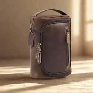 Vintage Genuine Leather Toiletry Bag Mens Dopp <b>Kit</b> Travel Wash Bag <b>Shaving</b> <b>Kit</b> Organizer Wholesale Supplier TYG-0263 - Product Image 5