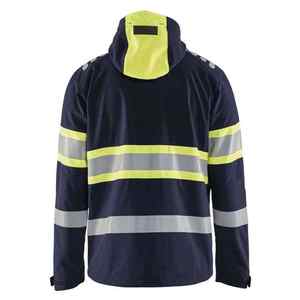 <b>Men's</b> High Visibility Reflective Safety <b>Jacket</b> <b>Long</b> Sleeve Navy Yellow Stripes Casual Workwear Quick Dry Woven Polyester - Product Image 6