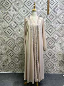 Best Quality Hand Embroidered Beaded Vintage Premium Nida Abaya Anti-Pilling Meera Fashion Designers Indian/Pakistani V Neck <b>Eid</b> - Product Image 4