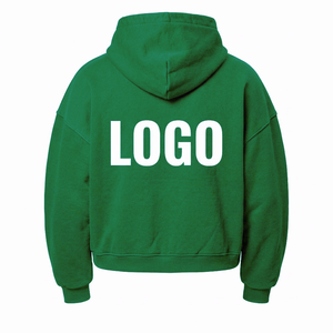 Sudadera con capucha y cremallera completa de corte holgado, estilo urbano, de peso pesado, para hombre, de algodón 100% premium, con forro polar liso. - Product Image 2