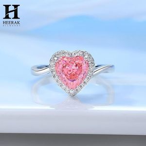 Bague de promesse personnalisée en or avec saphir rose en forme de cœur et halo de moissanite, tige torsadée, bijoux fins en gros - Product Image 2