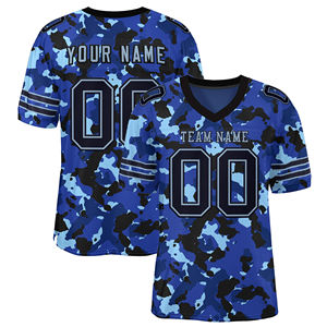 Maillot de football américain unisexe personnalisé en polyester respirant à 100 %, col en V, manches longues, sublimation, maille, nom et numéro de l'équipe - Product Image 4