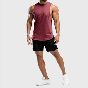 Men's <b>Maroon</b> Knitted Tank <b>Top</b> O-Neck Solid Color Breathable Casual Wear - Product Image 1