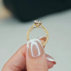 14K Solid <b>Gold</b> 2 Carat Pear Cut Lab Grown Diamond <b>Vintage</b> Solitaire Engagement <b>Ring</b> for Women - Product Image 3