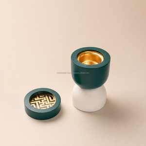 Brûleur d'encens arabe en bois Bakhoor Mubkhar avec insert en laiton et support à charbon pour Oud, pour parfum d'intérieur, vente en gros - Product Image 1