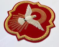 Emblema litúrgico de la Iglesia con la imagen del Espíritu Santo y la paloma, bordado a mano con hilo de oro, parche litúrgico para vestimenta, efecto 3D en relieve