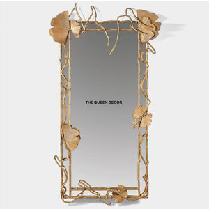 Atractivo Espejo Decorativo de Pared con Diseño de Hojas y Árboles, Acabado Negro, Forma Única de Metal, Decoración de Interiores - Product Image 3