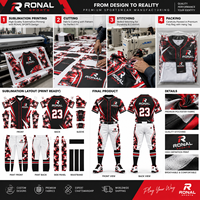 Ensemble de maillots de football sublimés pour hommes Ronal Sports, imprimé camouflage, respirant, coupe athlétique, blanc, noir, rouge, uniformes