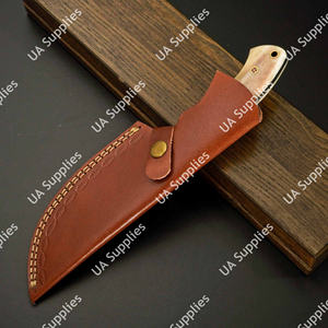 มีดติดตามแบบดามัสกัส สตีล สำหรับงานหนัก ใช้สำหรับล่าสัตว์ ตั้งแคมป์ พกพาประจำวัน เดินป่า ตกปลา ปลายใบมีดแบบคลิป คมกริบ ด้ามไมคาร์ต้า รับผลิตแบบ OEM ขั้นต่ำในการสั่งซื้อน้อย - Product Image 6