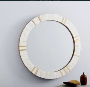 Handmade Bone Inlay Rectangle <b>Wall</b> <b>Mirror</b> Modern Farmhouse Design Durable Luxury <b>Black</b> White Geometric Pattern Decorative Glass - Product Image 2