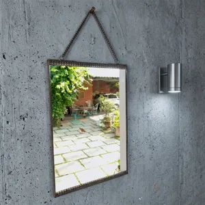 ARTISAN DESIGN Modern Decorative Brass Frame 3mm Thick Rectangular Wall <b>Mirror</b> <b>Hanging</b> Chain for Bathroom Vanity Dressing Home - Product Image 5