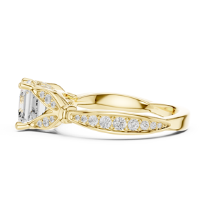 Anillo de oro amarillo de 14 quilates con diamante de corte Asscher cultivado en laboratorio, certificado por GRA, joyería de compromiso y nupcial al precio más bajo. - Product Image 2