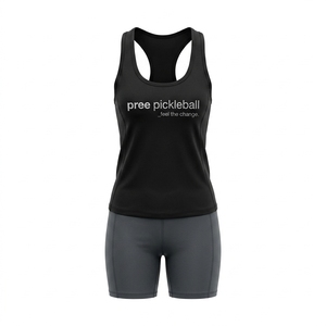 <b>Women's</b> Tank <b>Top</b> and Shorts Set minimalist design with breathable quick dry fabric features premium <b>compression</b> Pickleball kit - Product Image 4