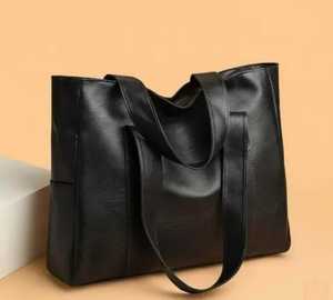 Classic Genuine Leather Waterproof <b>Zipper</b> <b>Tote</b> <b>Bag</b> Large Capacity Open Top Two Handles Shoulder Strap Unisex Daily Use Brown - Product Image 2