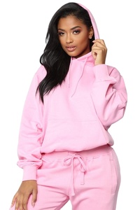 Women's Red Hooded Tracksuit Full Sleeve Solid Color Casual Sweatshirt and Pants <b>Set</b> Breathable Cotton Autumn Wear - Product Image 3