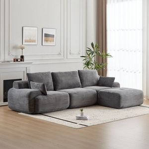 Modern Pet-Friendly Corduroy F Sectional Sofa Large Memory Foam Compressed Living Room Couch Cloud Modular Design - Product Image 1