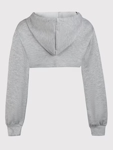 Haut court à capuche en coton pour femme, manches longues, personnalisable avec logo, tricoté, respirant, couleur unie, collection automne, vente en gros - Product Image 2