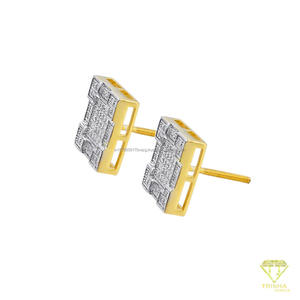 Fashion VVS Lab Grown <b>Diamond</b> With 925 Sterling Silver <b>Square</b> Frame Stud <b>Earrings</b> With Sparkling Stones - Product Image 2