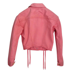 Veste en jean rose pour femme, 100% coton, boutonnage simple, manches longues, longueur standard, style hiver, col rabattu - Product Image 3