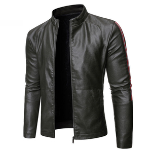 High Quality Customized Water Resistant Cow Leather <b>Jacket</b> Custom Color 100% <b>Slim</b> <b>Fit</b> Stand Collar Men's Leather <b>Jacket</b> - Product Image 1