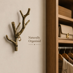 Rustic Tree Branch Wall Hook Antique Brass Metal Decorative Coat Key Towel <b>Hat</b> Robe <b>Holder</b> Wall Mounted Home Entryway Organizer - Product Image 2