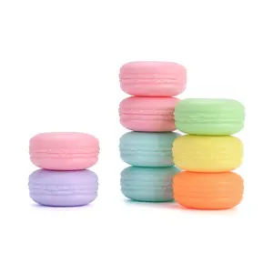 Cercle mignon macaron biscuit conception couleur bonbon Mini boîte à bijoux de stockage vide baume à lèvres conteneur 5g 10g pot de baume à lèvres en plastique