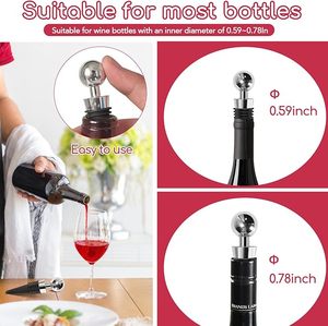 Bouchon de bouteille de vin en acier inoxydable avec surface lisse, fermeture en liège, boîte cadeau avec logo personnalisé pour bar et restaurant - Product Image 4