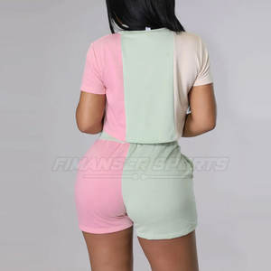 Ensemble crop top femme confortable bicolore pour l'été – Fabrication usine - Product Image 3