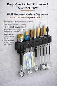 Wall-mounted Holder Rack with Towel Hanger Multipurpose Kitchen Organizer Rack, Wall <b>Shelves</b> for Bedroom, Home & Garden Storage - Product Image 5