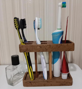 Luxury Eco-Friendly Mango Wood Toothbrush Holder Natural finished For <b>bathroom</b> Toothpaste Toothbrush & Shaving Machine Stand - Product Image 6