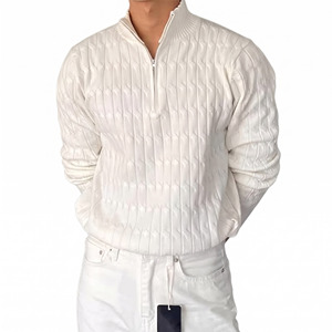 High Quality <b>Long</b> Sleeve Half Zipper Stand Collar Sweater Solid Color Casual <b>Men's</b> Sweater Winter Wear - Product Image 1