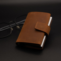 [Barang Murah] Dompet Kartu RFID Kulit Crazy Horse Vintage Castello Berkualitas Tinggi, Dompet Pintar Pria Tipis Terbuka 9 Warna