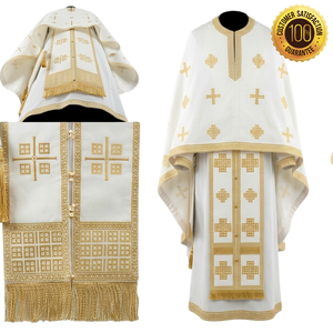 ShineWays Enterprises - Conjunto de Vestimenta Sacerdotal Ortodoxa Bordada Personalizada, Diseño de Cruz Blanca y Dorada, Felonión, Epitracelión - Product Image 3