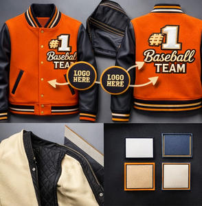 เสื้อแจ็คเก็ตเบสบอลแบบวาร์ซิตี้ ยูนิเซ็กซ์ แขนผ้าขนสัตว์ สไตล์อเมริกันคลาสสิก ตัวอักษรแบบ Letterman สไตล์ USA สตรีทแวร์ ทรงบอมเบอร์ ด้านหน้าเป็นมิตรกับสิ่งแวดล้อม - Product Image 4