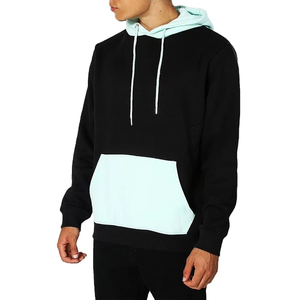 Sweat-shirts à capuche pour hommes, basiques, en coton mélangé, respirants, teints unis, essentiels pour l'hiver, bicolores, avec logo personnalisé - Product Image 2