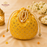 Sacs cadeaux Potli en soie florale indienne pour mariage, sacs à main pour femmes, pochettes à cordon festives pour cadeaux de mariage