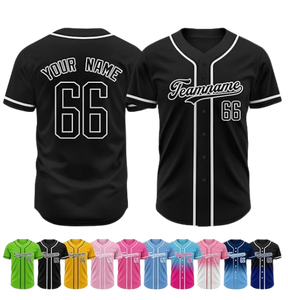 Maillot de baseball personnalisé pour homme avec nom, numéro et logo d'équipe - 100% polyester, impression par sublimation à transfert thermique, séchage rapide - Product Image 1