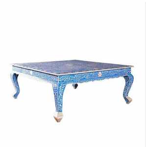 Mesa de Noche de Lujo, Duradera y Ecológica, con Incrustaciones de Hueso, Diseño de Mosaico Geométrico, Muebles Artesanales Bohemios de la India, Venta al Por Mayor - Product Image 2