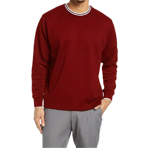 เสื้อสเวตเชิ้ตคอกลมแขนยาวสีม่วงสำหรับผู้ชาย ทรงปกติ แต่งขอบตัดกัน ผ้าฝ้ายถัก สีพื้นลำลอง - Product Image 5