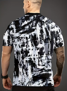 <b>Men</b> s Abstract Print Short Sleeve O-Neck T-Shirt Slim Fit Quick Dry Knitted Polyester Casual Wear Custom Logo <b>Men</b> s Cotton - Product Image 2
