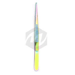 Pince à tissus Premium de 5 pouces avec 1x2 dents, revêtement arc-en-ciel, pince chirurgicale pour la manipulation et la préhension des instruments médicaux - Product Image 3